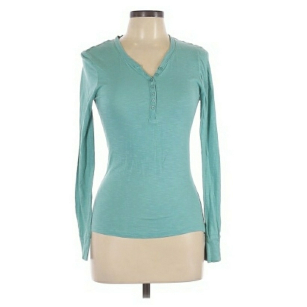 🎀👚 Rue21 Long Sleeve Tee Shirt T-Shirt V-Neck Teal Base Layer EUC Basic Fitted